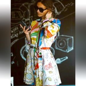 Zara lion print belt y2k 2000s fashion vintage, short printed mini dress XS